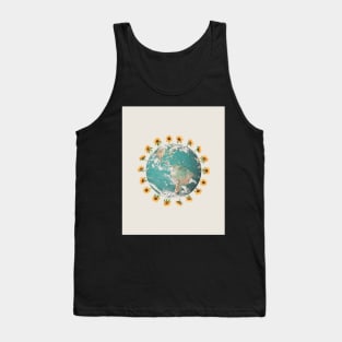 Earth planet and sunflowers Tank Top